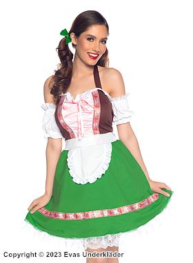 Oktoberfest waitress, costume dress, lacing, off shoulder, apron